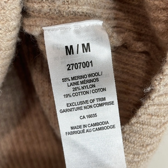 Tahari Wool Blend Cowl Neck Sweater Taupe Shaker Stitch Knit Long Sleeves M - Picture 7 of 12